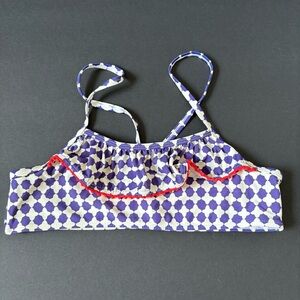 Kate‎ Spade Girl's Ruffle Bikini Swimsuit Top Cobalt Paprika White Purple 14Y